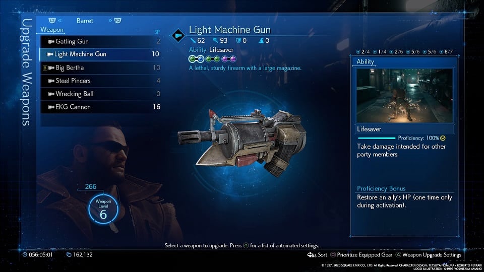 final fantasy 7 remake barret weapons light machine gun