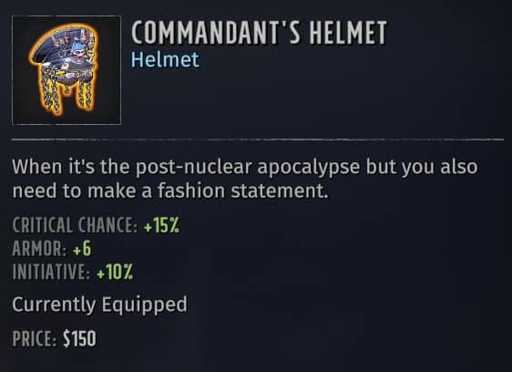 wasteland 3 slavers commandant's helmet